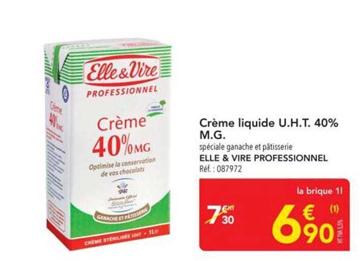 Crème liquide U.H.T. 40% M.G.