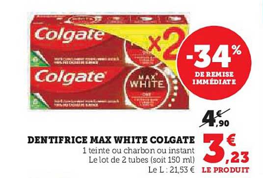 DENTIFRICE MAX WHITE COLGATE