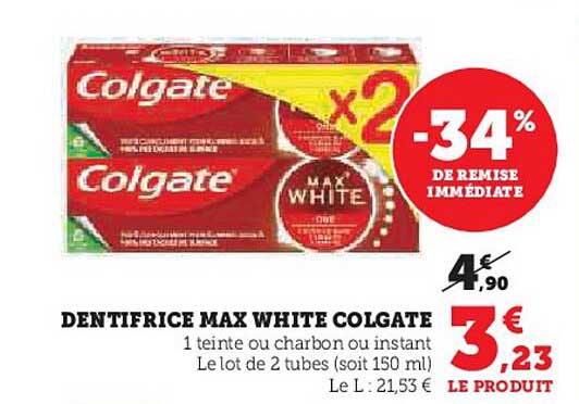 DENTIFRICE MAX WHITE COLGATE