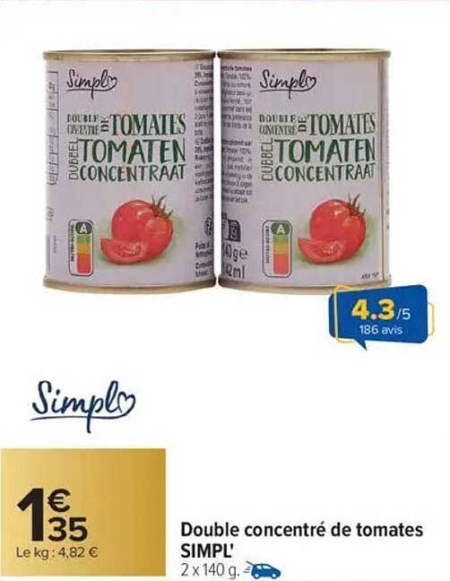 Double concentré de tomates SIMPL'