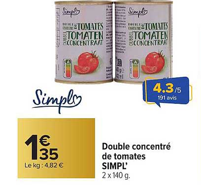 Double concentré de tomates SIMPL’