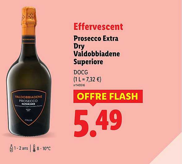 Effervescent Prosecco Extra Dry Valdobbiadene Superiore
