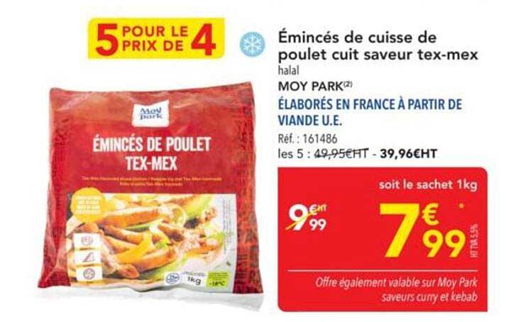 Émincés de cuisse de poulet cuit saveur tex-mex