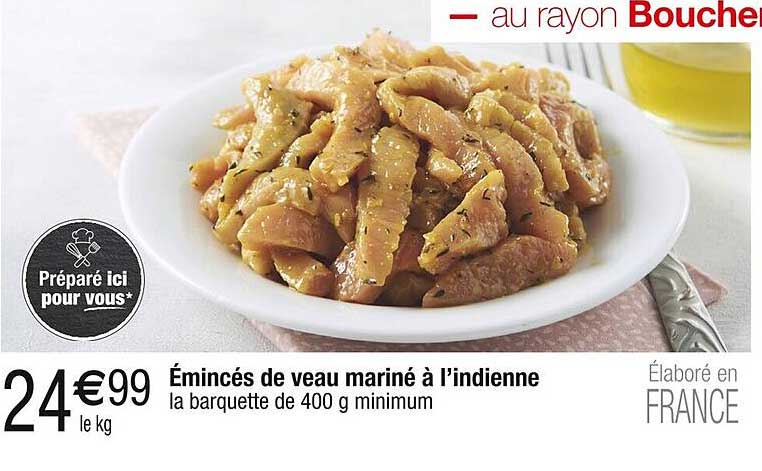 Émincés de veau mariné à l’indienne