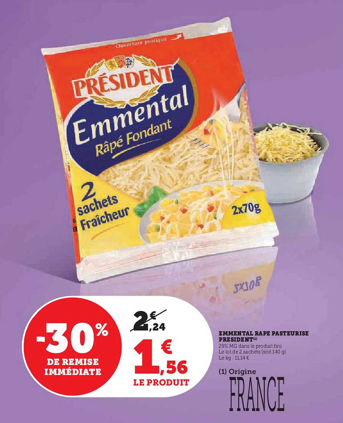 EMMENTAL RÂPE PASTEURISÉ PRÉSIDENT