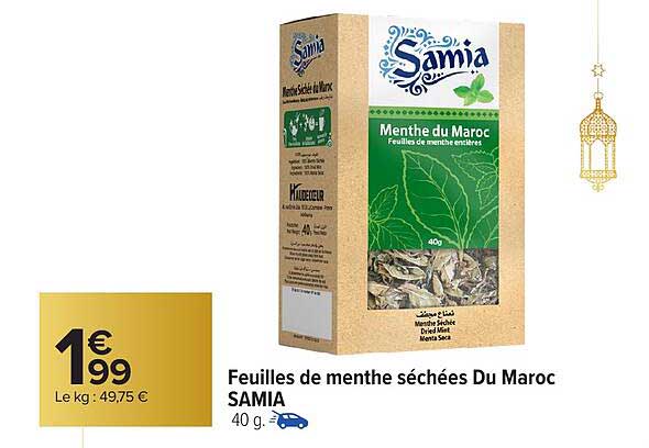 Feuilles de menthe séchées Du Maroc SAMIA