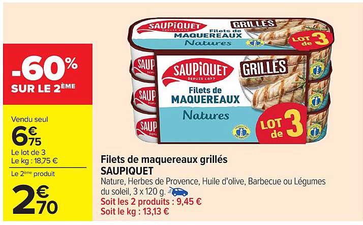 Filets de maquereaux grillés SAUPIQUET