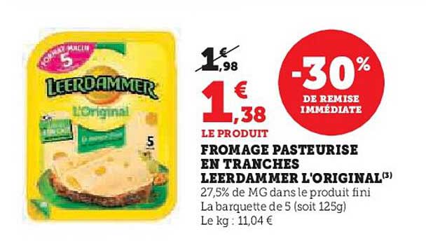 FROMAGE PASTEURISE EN TRANCHES LEERDAMMER L'ORIGINAL
