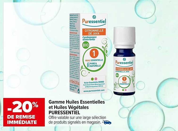 Gamme Huiles Essentielles et Huiles Végétales PURESSENTIEL