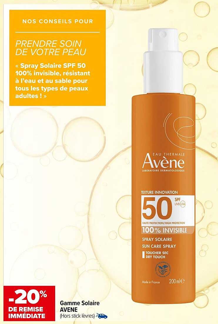 Gamme Solaire AVENE -20% de remise immédiate