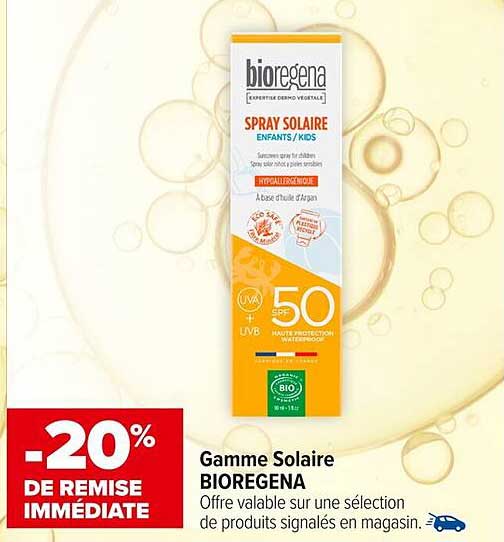 Gamme Solaire BIOREGENA -20% de remise immédiate