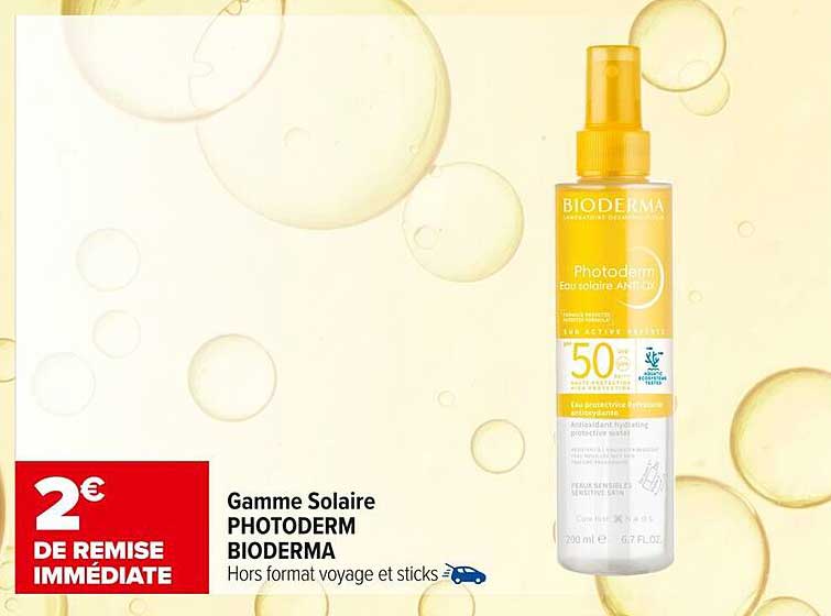 Gammes Solaire Photoderm Bioderma - 2 € de remise immédiate