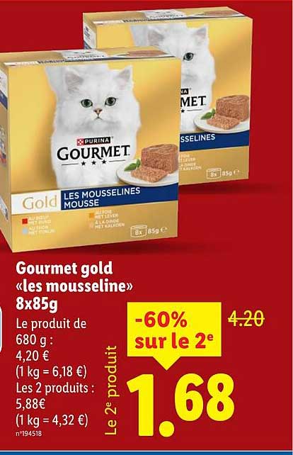Gourmet gold «les mousseline» 8x85g