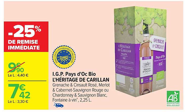 I.G.P. Pays d'Oc Bio L'Héritage de Carillan