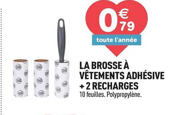 LA BROSSE À VÊTEMENTS ADHÉSIVE + 2 RECHARGES