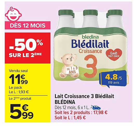 Lait Croissance 3 Blédilait BLÉDINA
