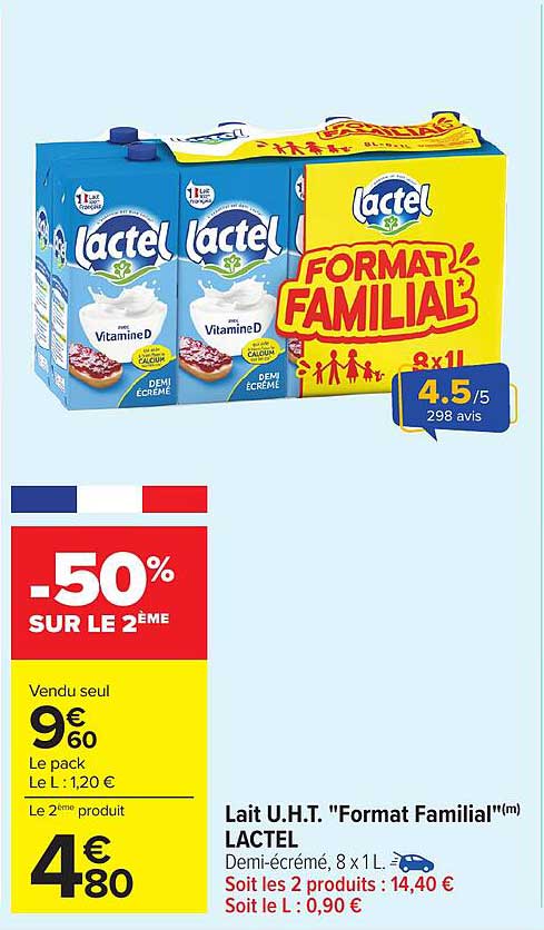 Lait U.H.T. "Format Familial"(m) LACTEL