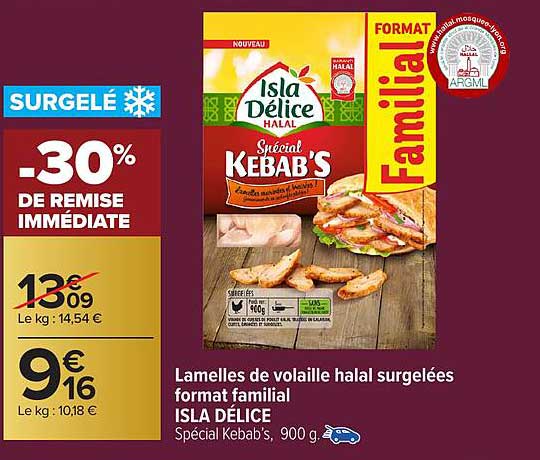 Lamelles de volaille halal surgelées format familial