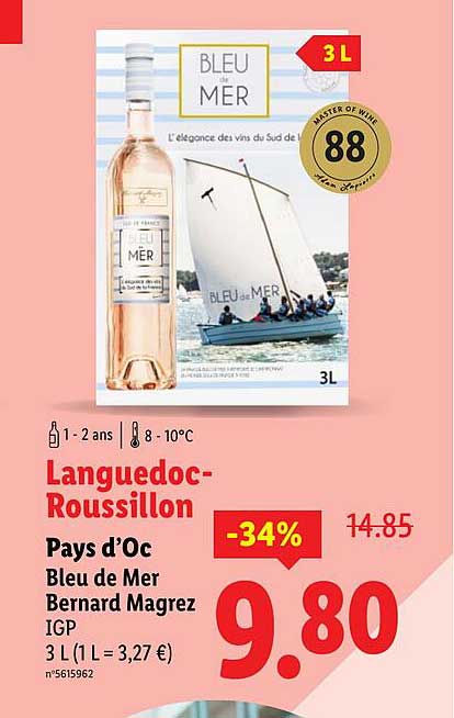 Languedoc-Roussillon - Pays d'Oc Bleu de Mer Bernard Magrez IGP