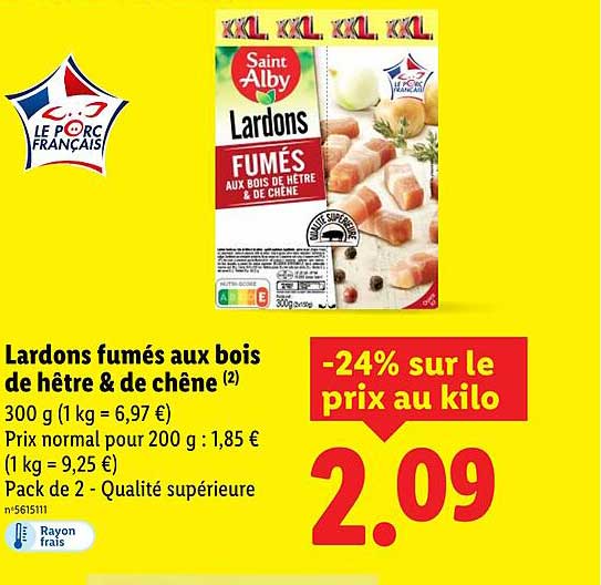 Lardons fumés aux bois de hêtre & de chêne