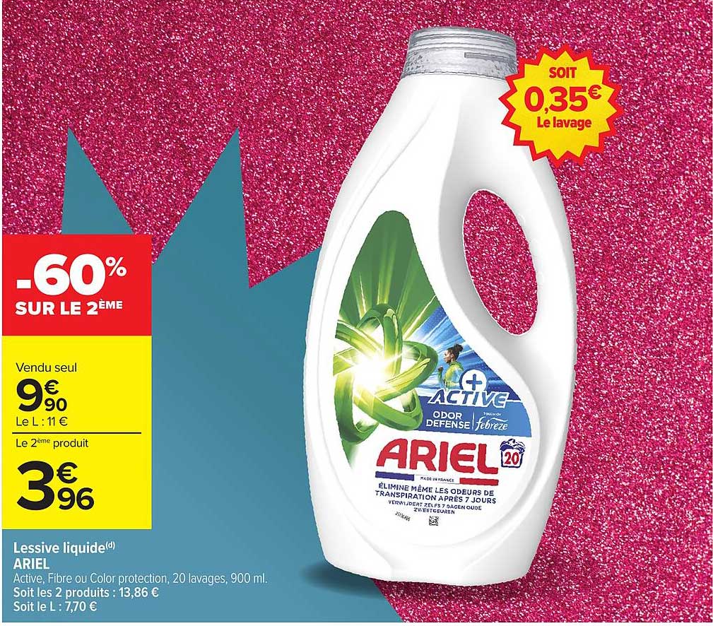 Lessive liquide ARIEL -60% sur le 2ème