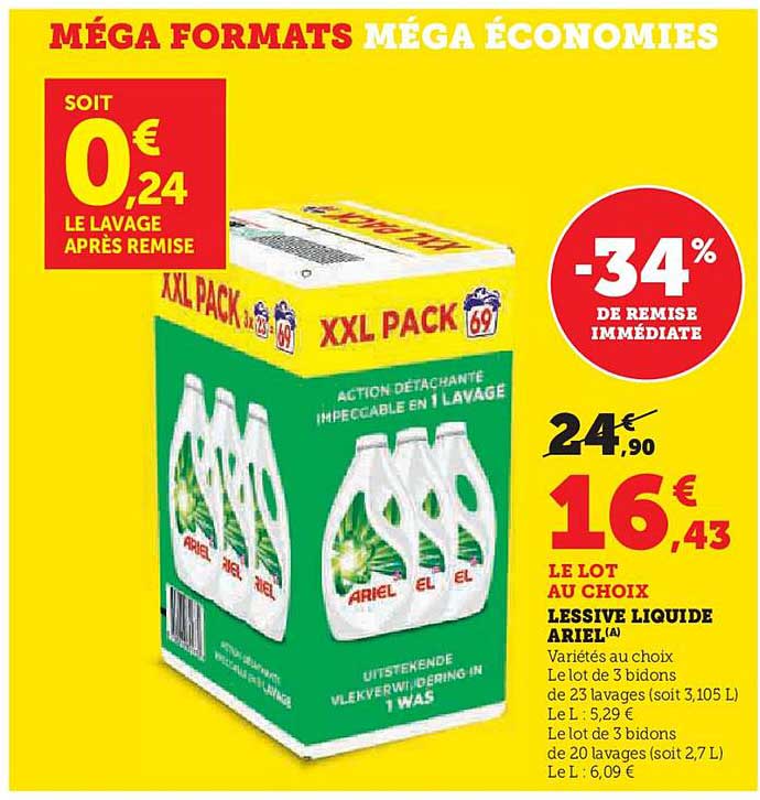 LESSIVE LIQUIDE ARIEL - XXL PACK