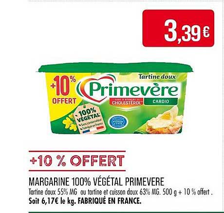 MARGARINE 100% VÉGÉTAL PRIMEVERE