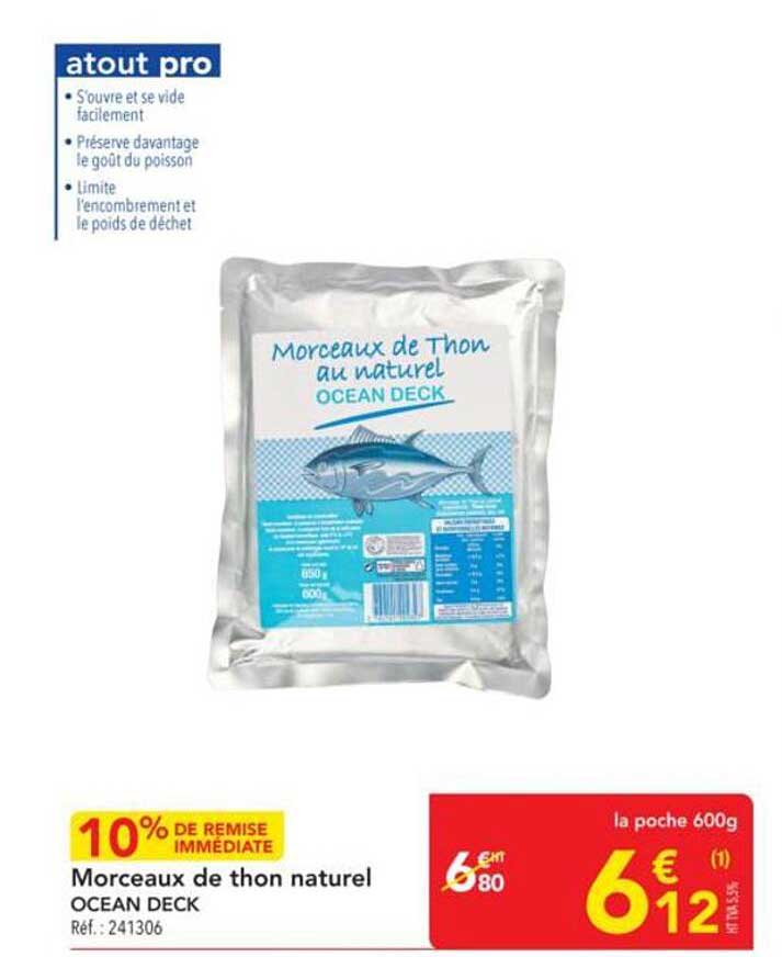 Morceaux de thon naturel OCEAN DECK
