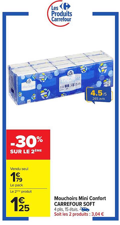 Mouchoirs Mini Confort CARREFOUR SOFT