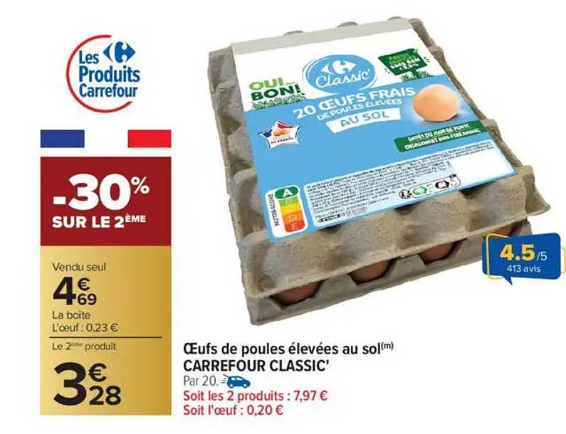 Œufs de poules élevées au sol CARREFOUR CLASSIC'