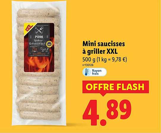 Offre Flash Mini saucisses à griller XXL