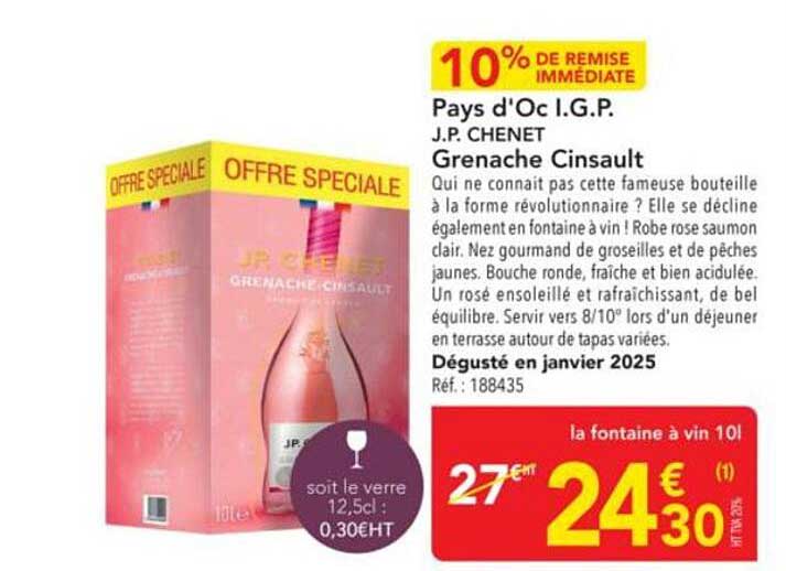 Offre Spéciale J.P. CHENET Grenache Cinsault