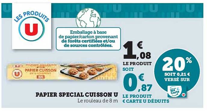 PAPIER SPECIAL CUISSON U