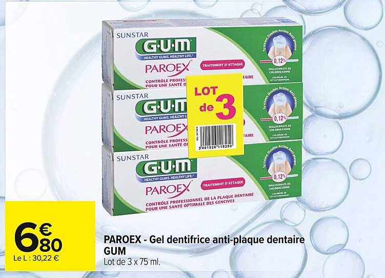 PAROEX - Gel dentifrice anti-plaque dentaire GUM