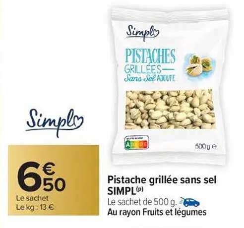 Pistache grillée sans sel SIMPL