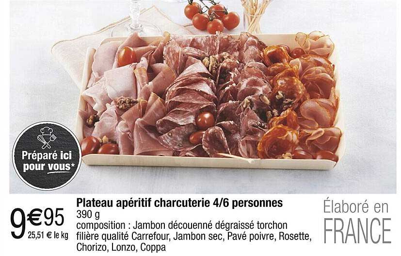 Plateau apéritif charcuterie 4/6 personnes
