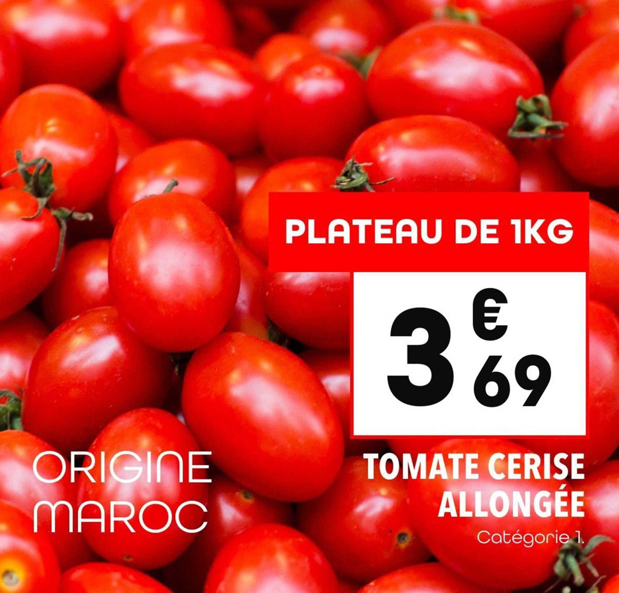 PLATEAU DE 1KG TOMATE CERISE ALLONGÉE