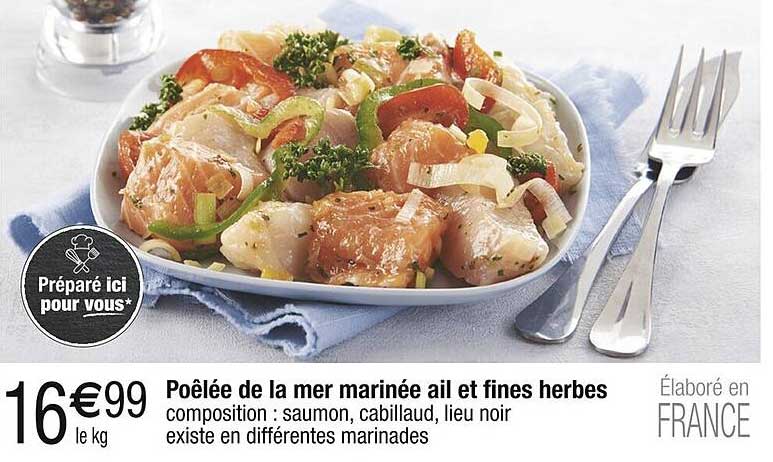 Poêlée de la mer marinée ail et fines herbes