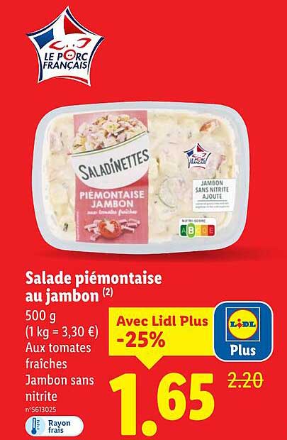 Salade piémontaise au jambon