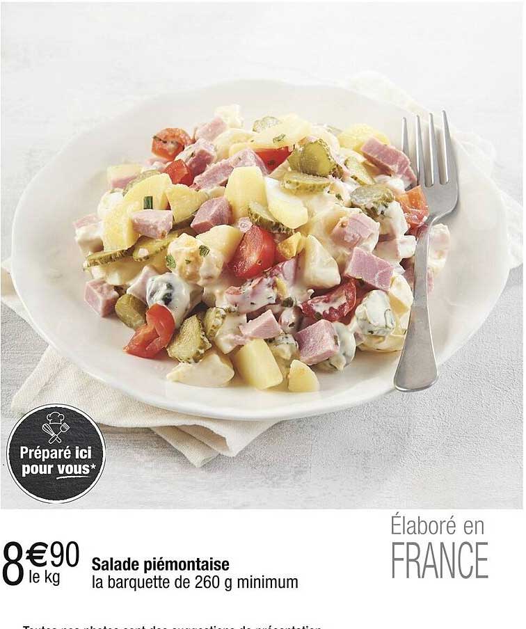 Salade piémontaise la barquette de 260 g minimum