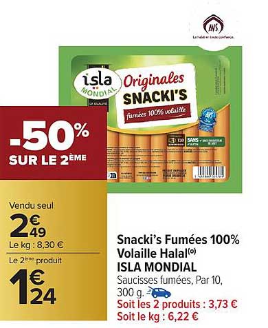 Snacki’s Fumées 100% Volaille Halal