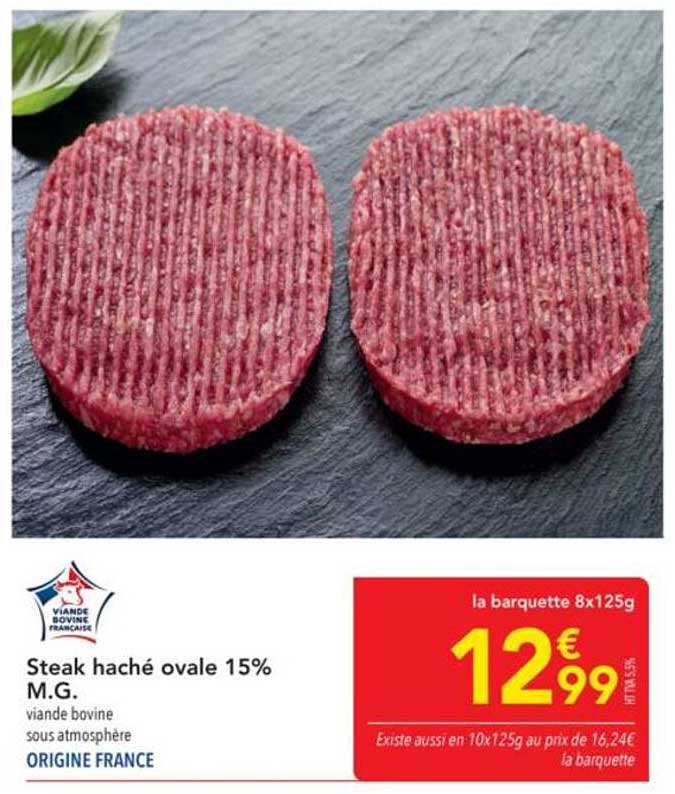 Steak haché ovale 15% M.G.