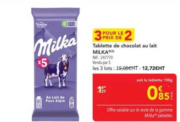 Tablette de chocolat au lait MILKA