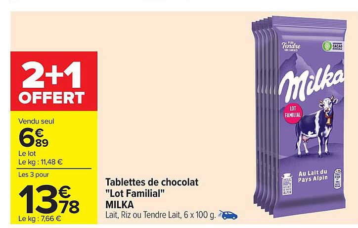 Tablettes de chocolat "Lot Familial" MILKA