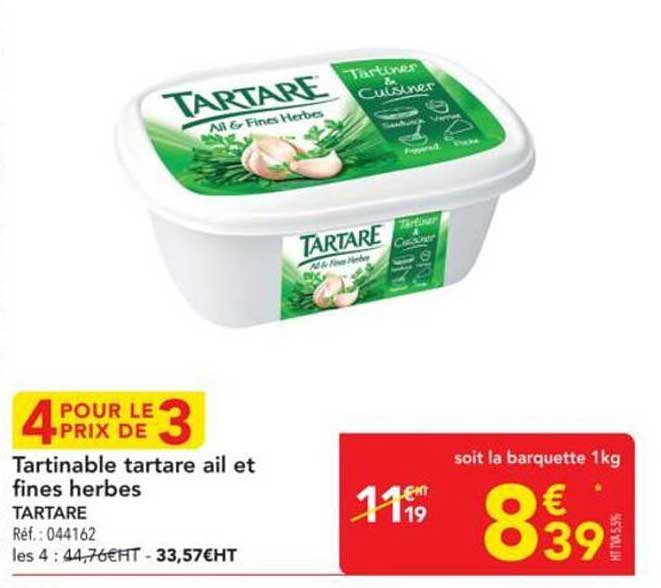 Tartinable tartare ail et fines herbes