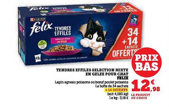 TENDRES EFFILÉS SÉLECTION MIXTE EN GELÉE POUR CHAT FELIX