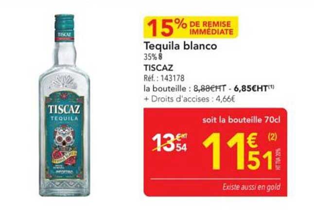 Tequila blanco 35% 8 TISCAS