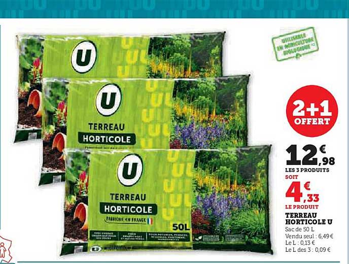 Terreau Horticole U - 2+1 Offert