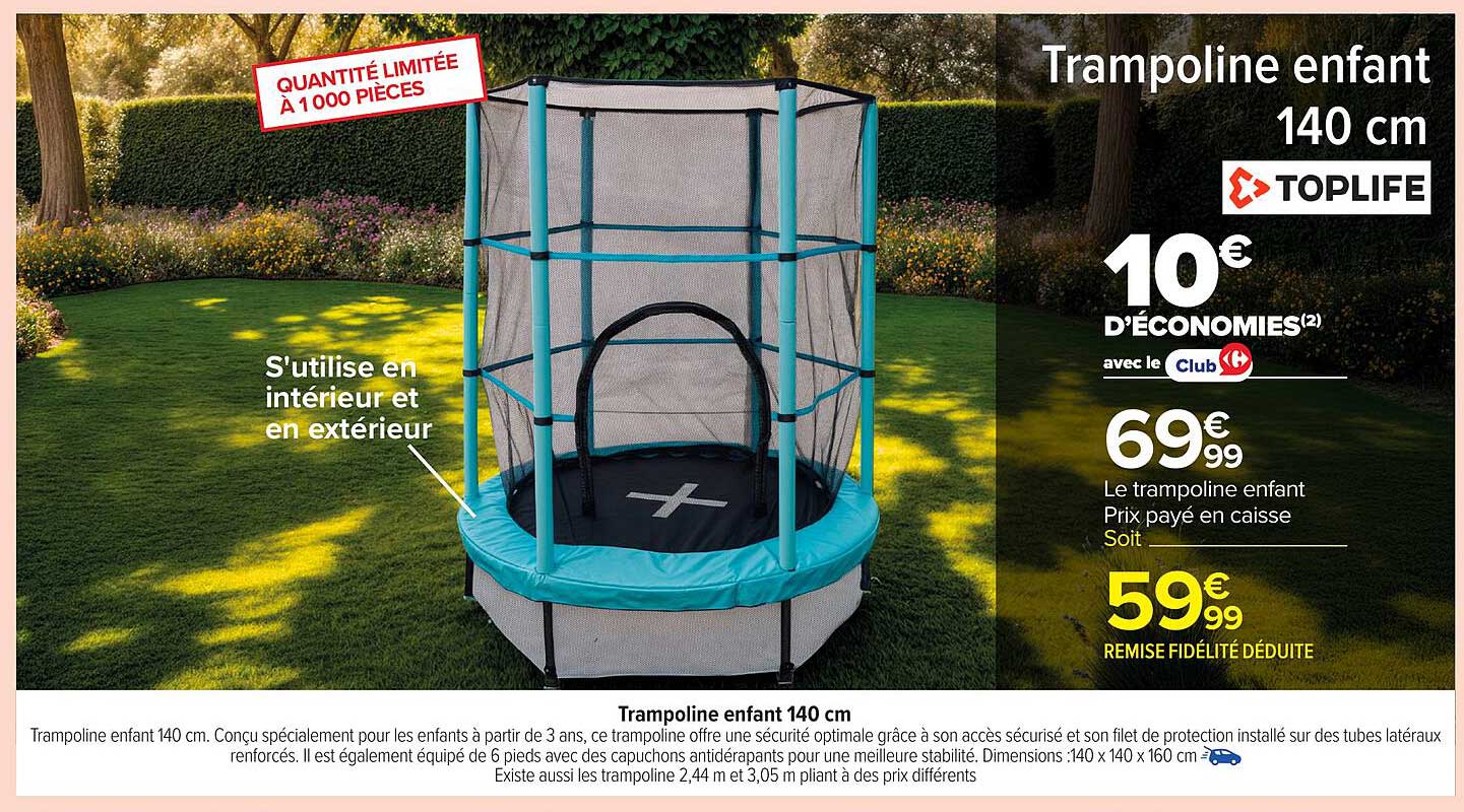 Trampoline enfant 140 cm