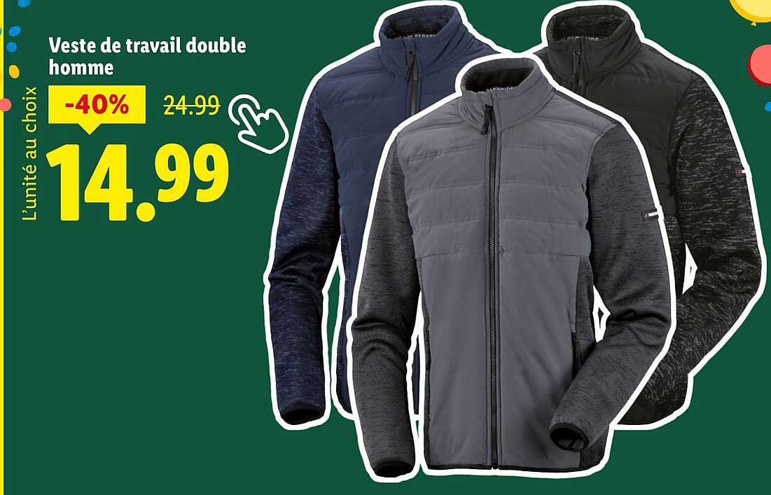 Veste de travail double homme